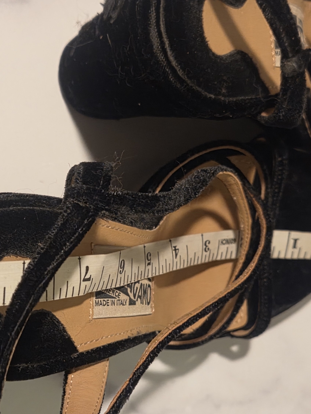 Salvatore Ferragamo Black Velvet Strappy Wedge Sandals - Picture 8 of 12